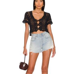 Free people black crop top